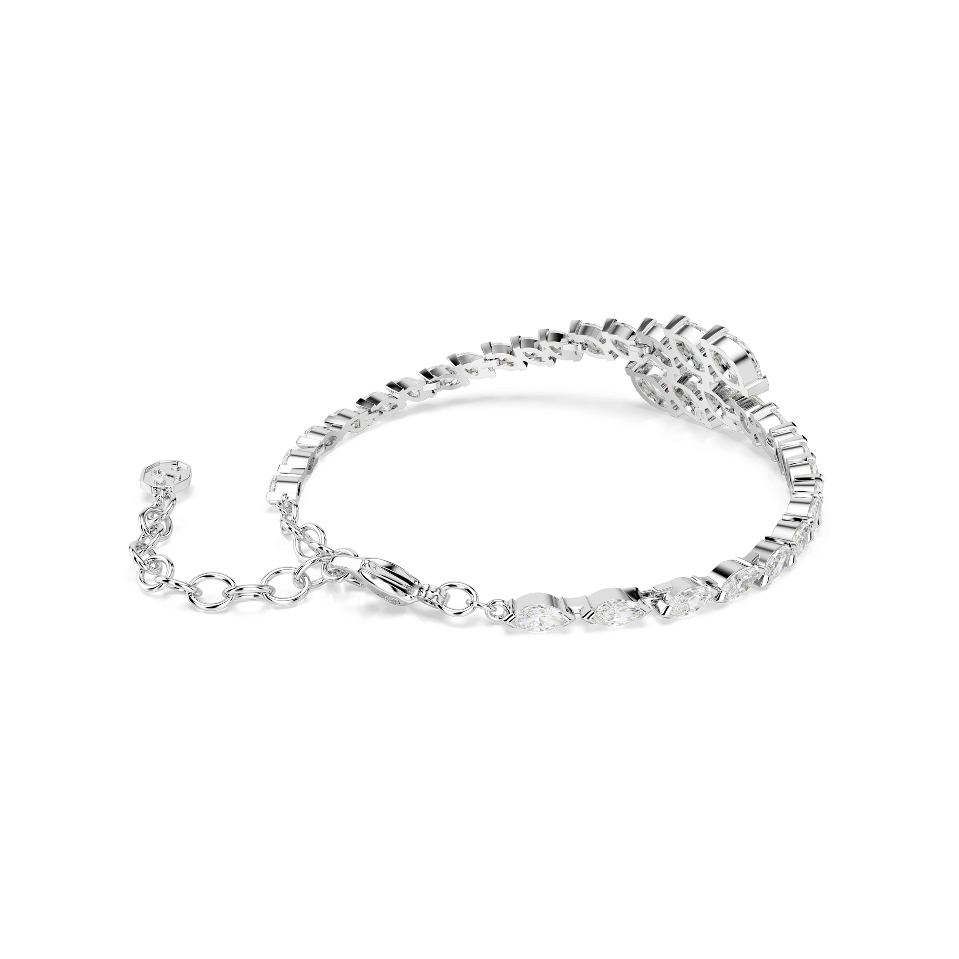 Mesmera bracelet, Marquise cut, White, Rhodium plated