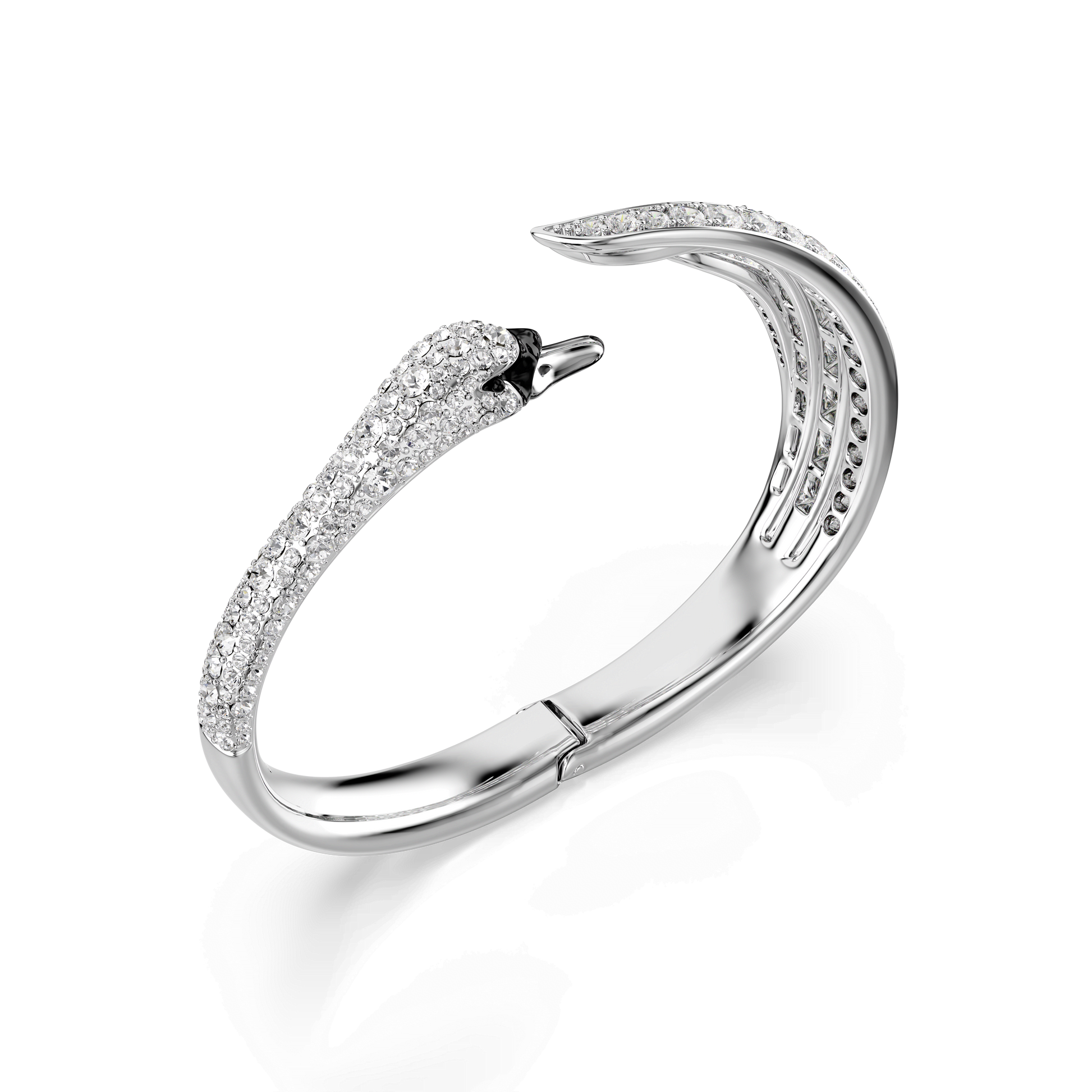 Vienna bangle, Mixed cuts, Swan, White, Rhodium plated
