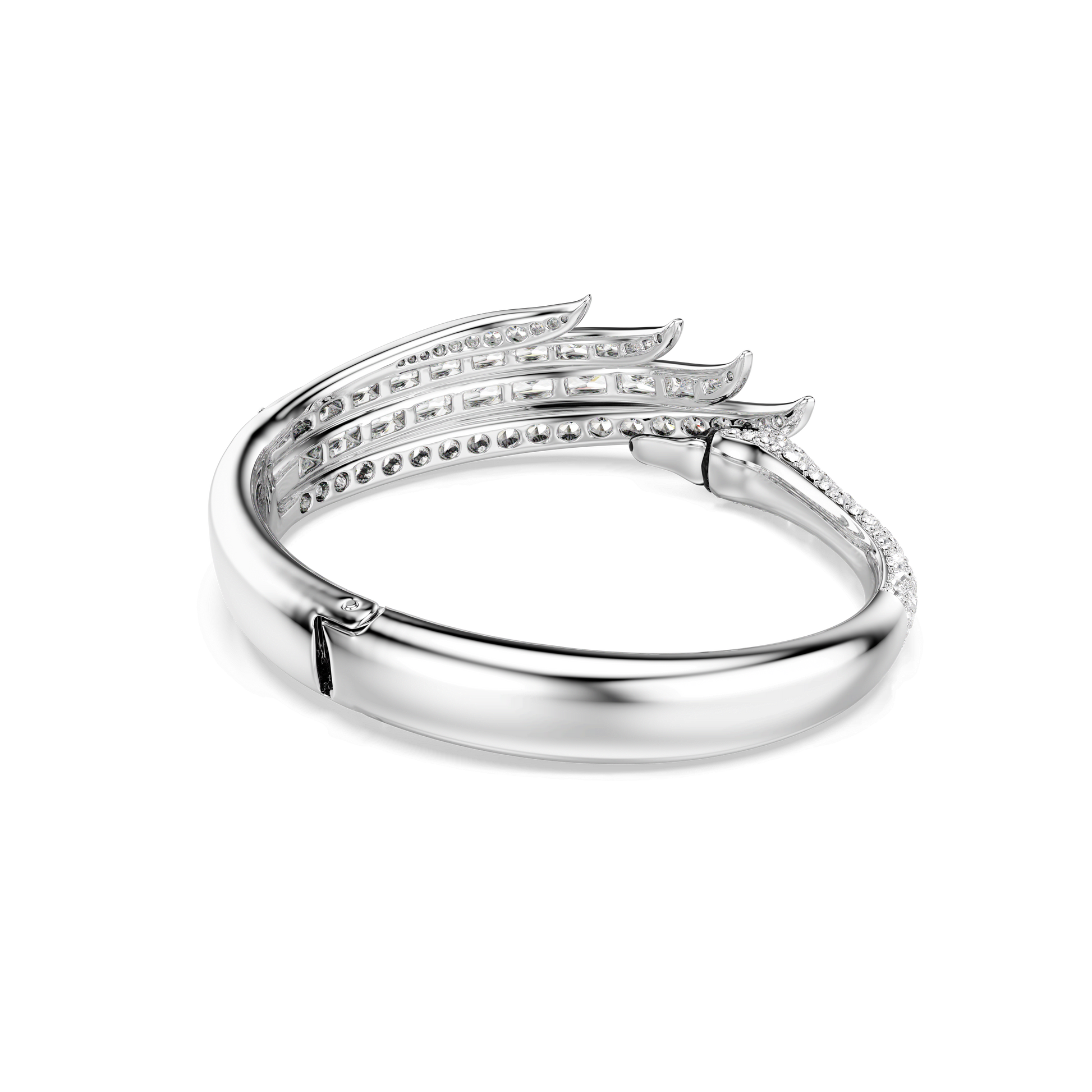Vienna bangle, Mixed cuts, Swan, White, Rhodium plated