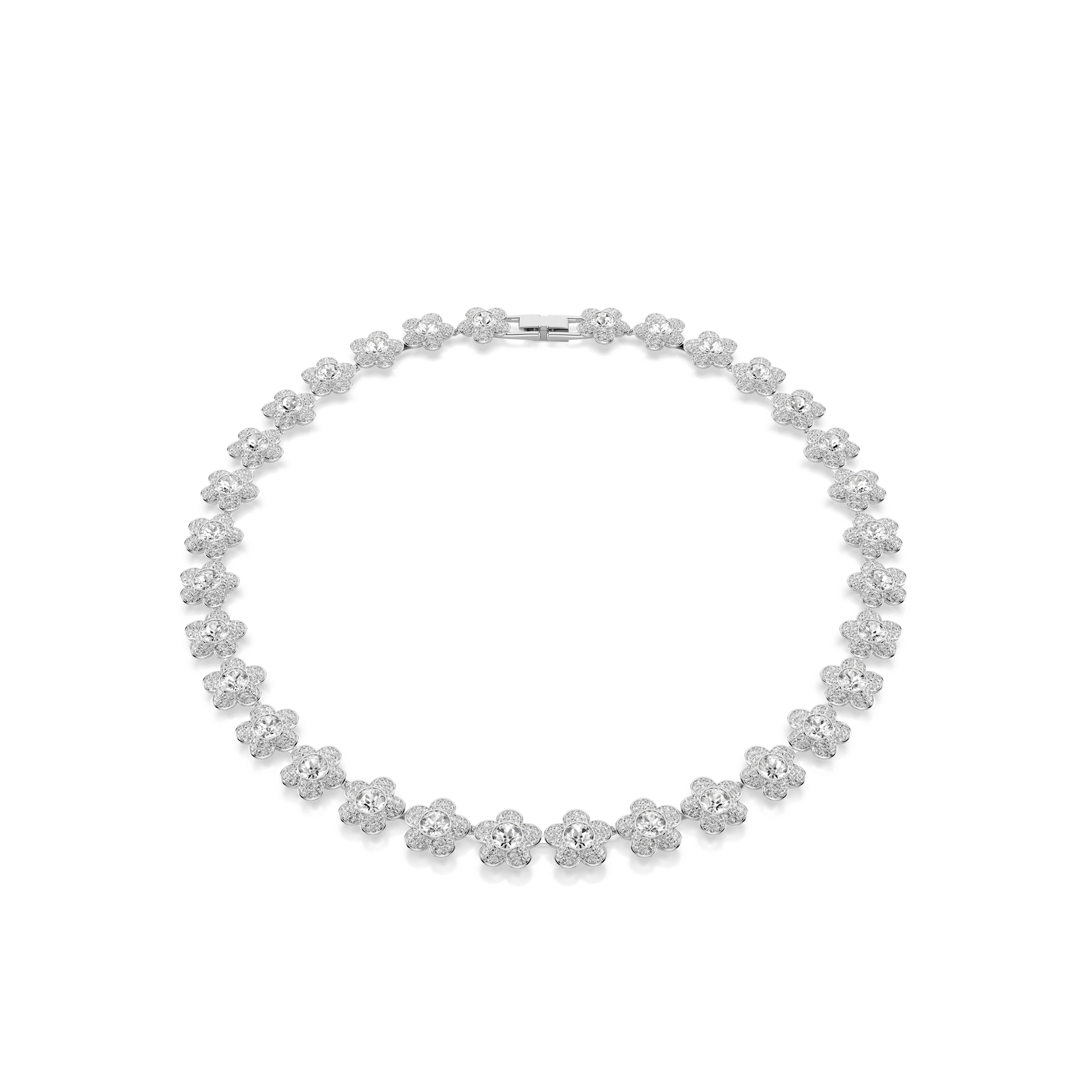 Ariana Grande x Swarovski necklace, Round cut, Flower, White, Rhodium plated