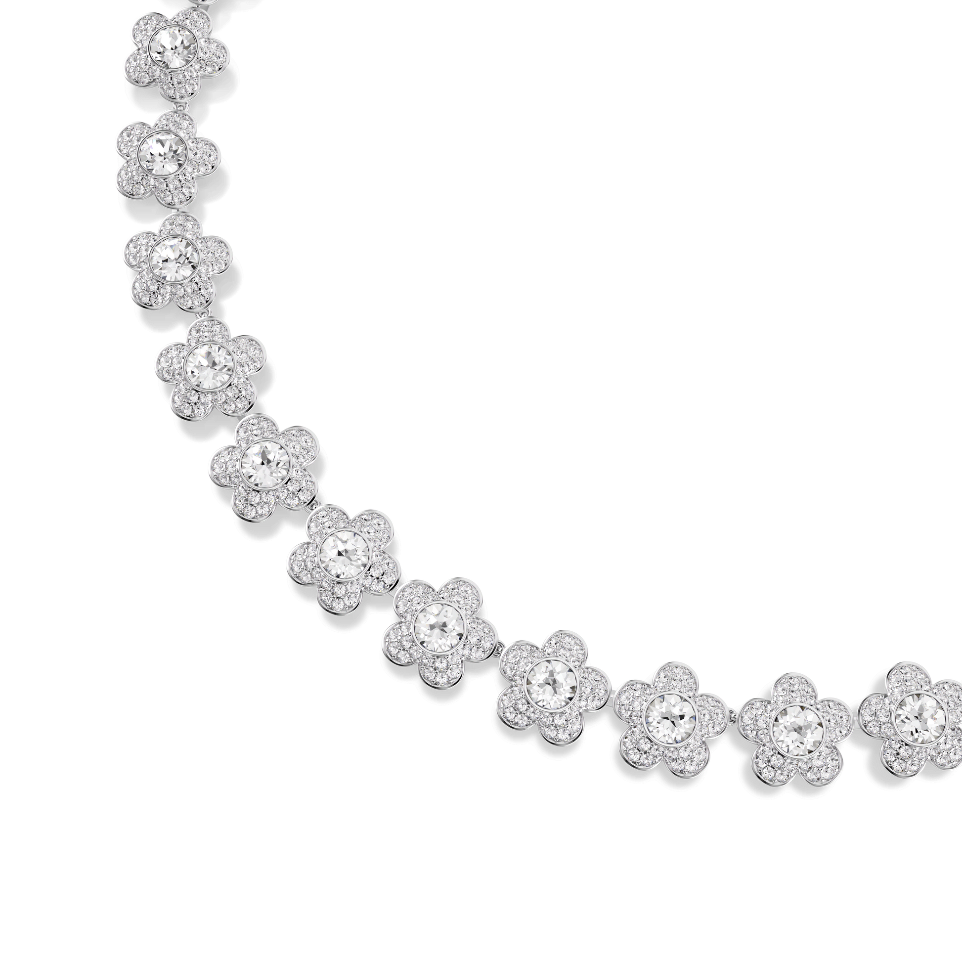 Ariana Grande x Swarovski necklace, Round cut, Flower, White, Rhodium plated