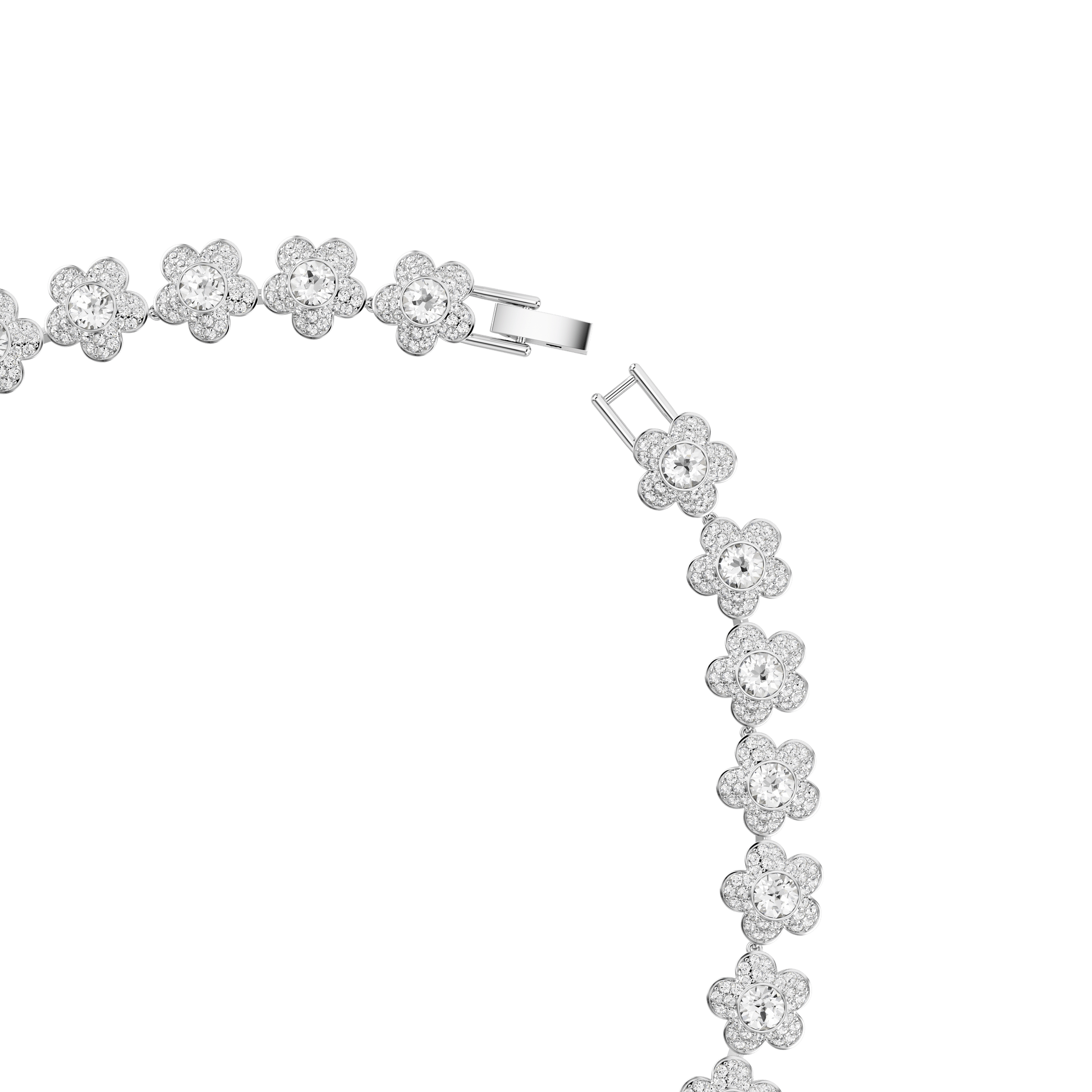 Ariana Grande x Swarovski necklace, Round cut, Flower, White, Rhodium plated