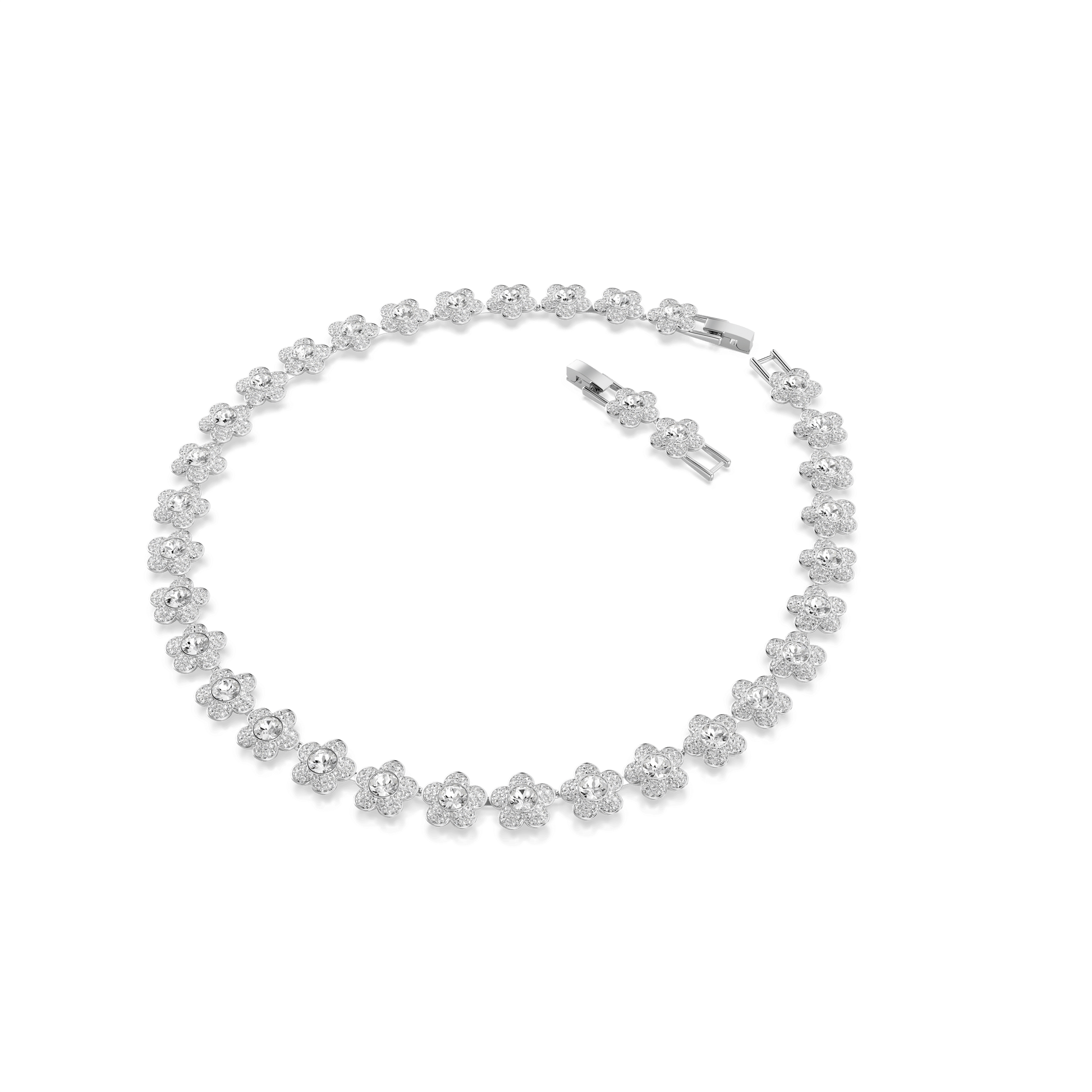 Ariana Grande x Swarovski necklace, Round cut, Flower, White, Rhodium plated