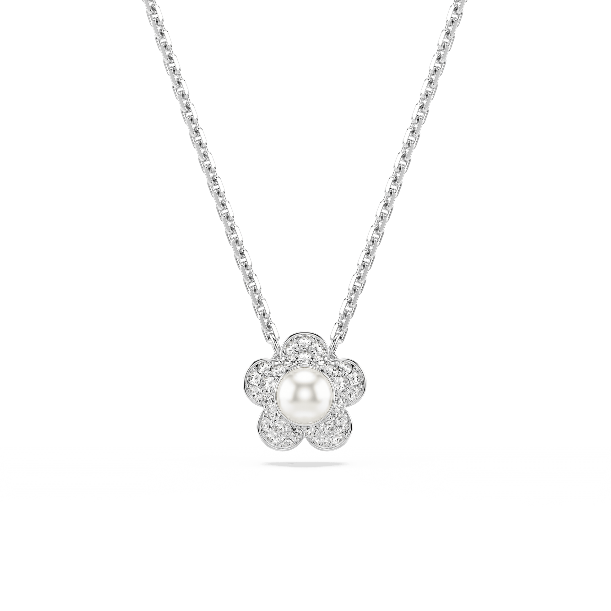 Ariana Grande x Swarovski set, Crystal pearl, Round cut, Flower, White, Rhodium plated