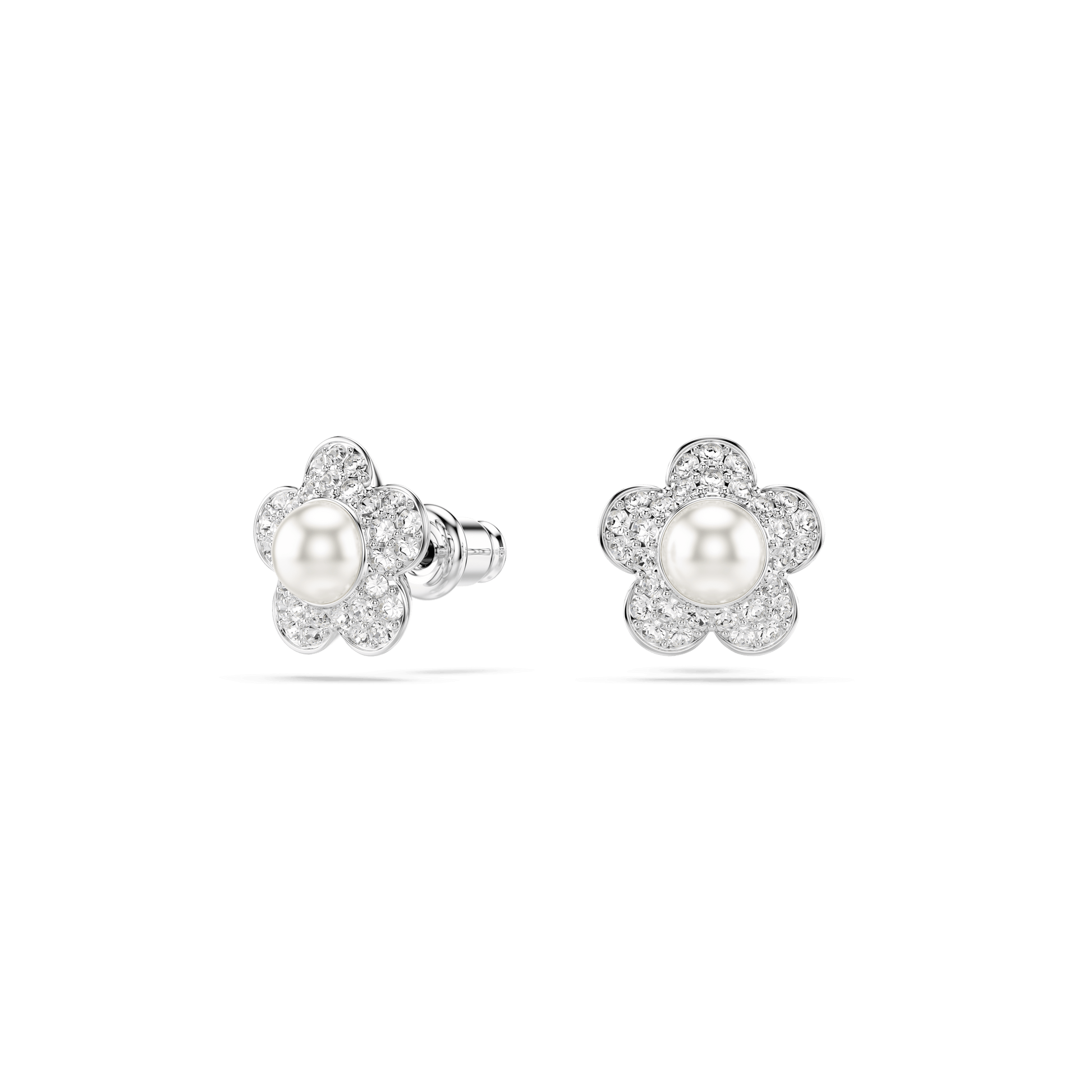 Ariana Grande x Swarovski set, Crystal pearl, Round cut, Flower, White, Rhodium plated