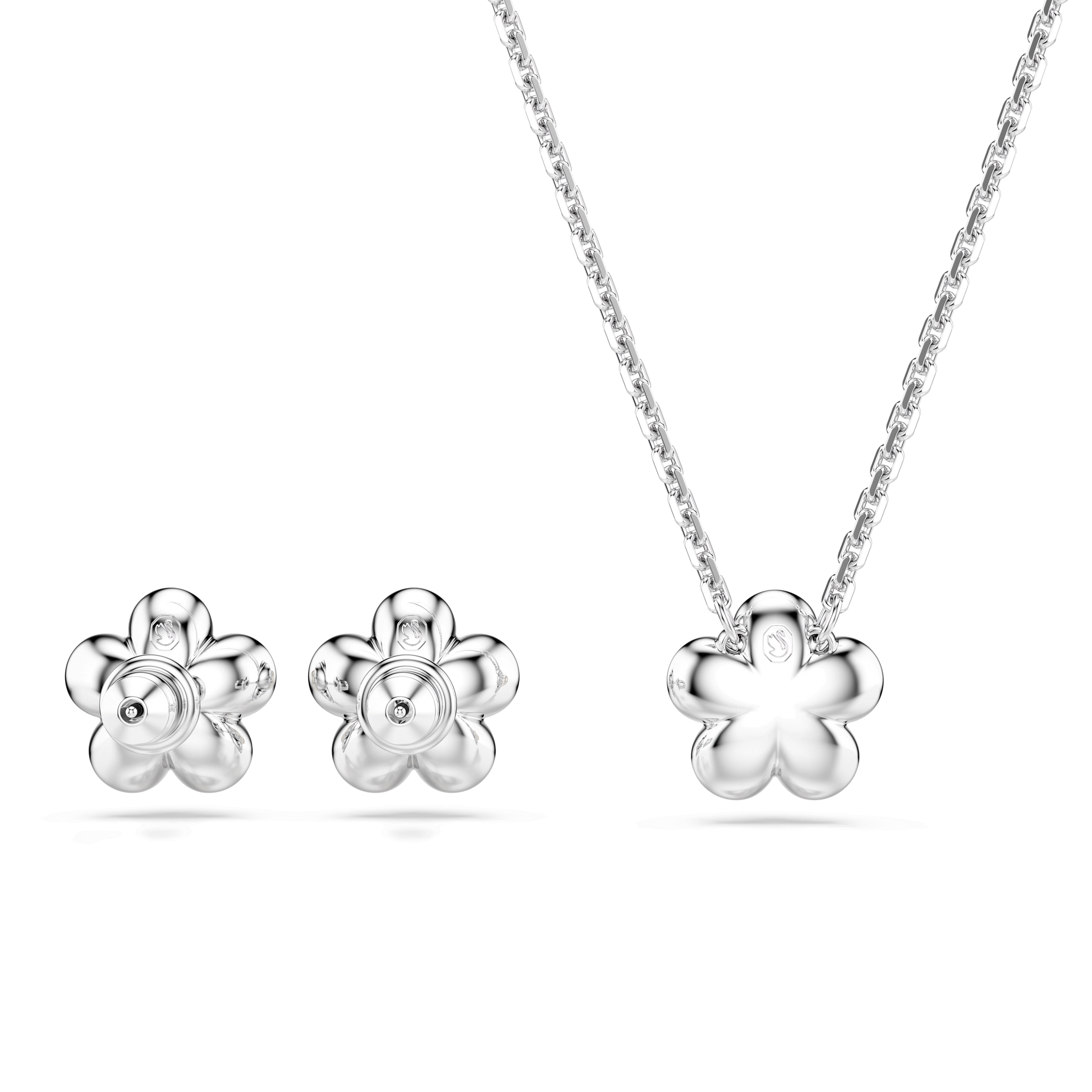 Ariana Grande x Swarovski set, Crystal pearl, Round cut, Flower, White, Rhodium plated