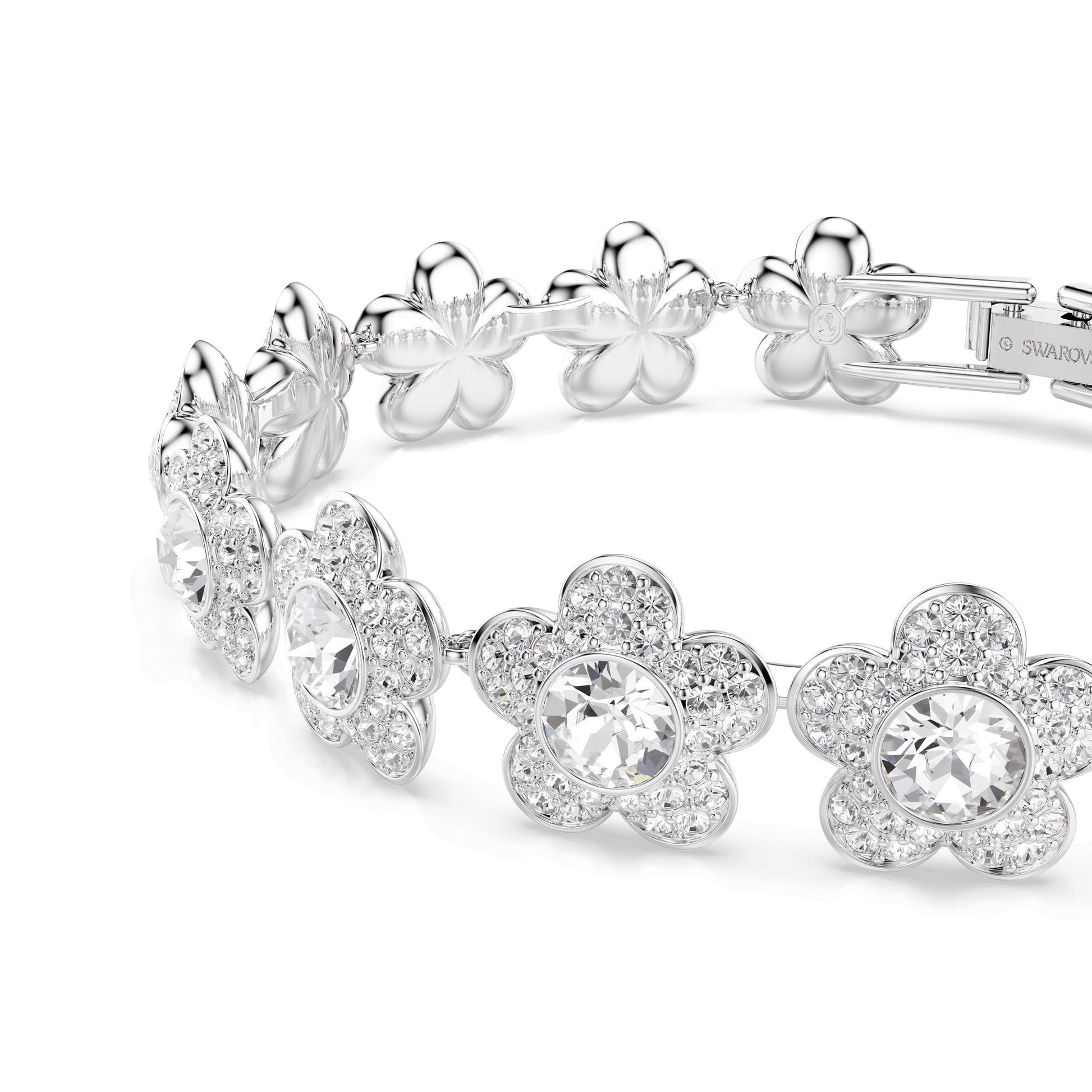Ariana Grande x Swarovski bracelet, Round cut, Flower, White, Rhodium plated