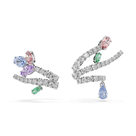 Ariana Grande x Swarovski ear cuffs, Mixed cuts, Multicolored, Rhodium plated