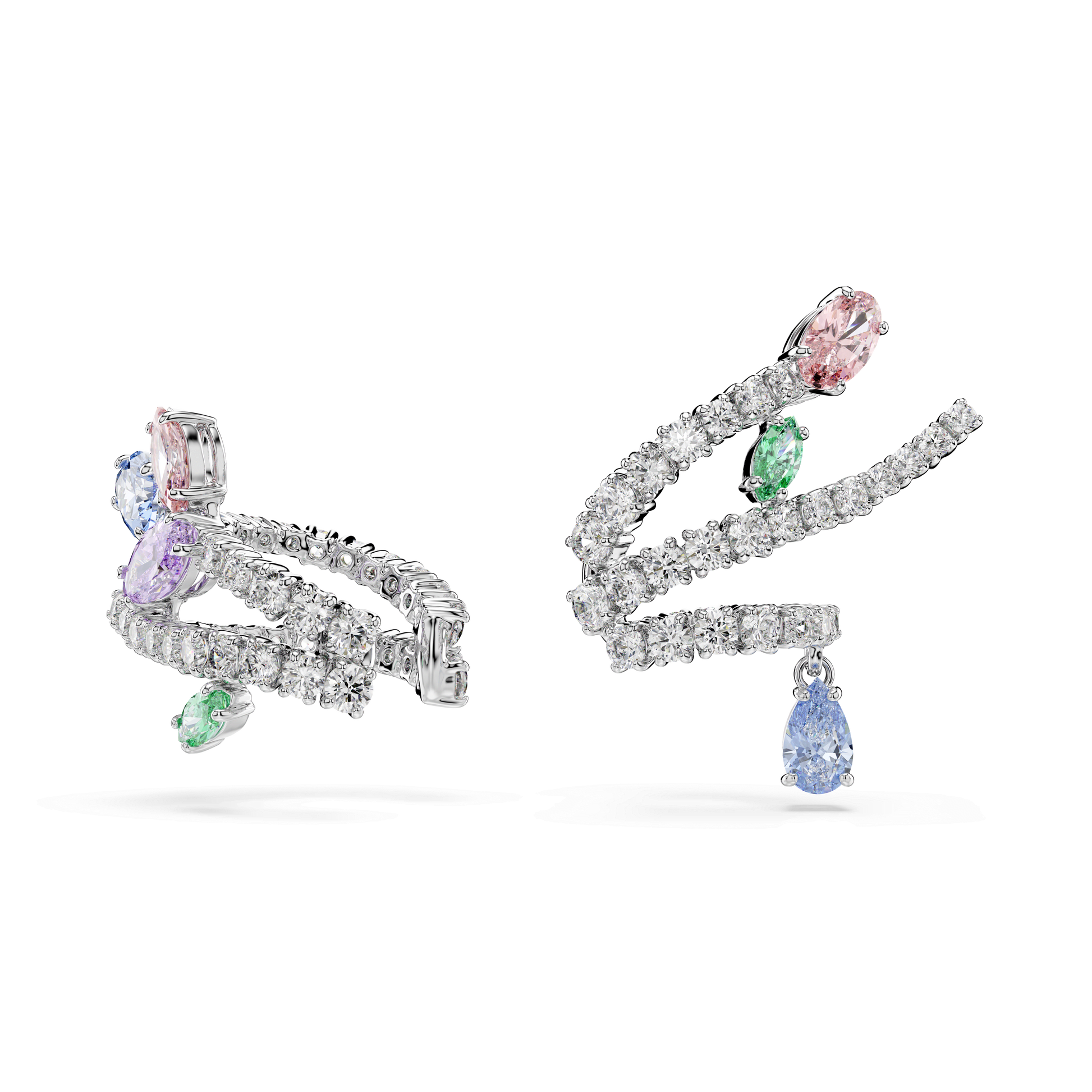 Ariana Grande x Swarovski ear cuffs, Mixed cuts, Multicolored, Rhodium plated