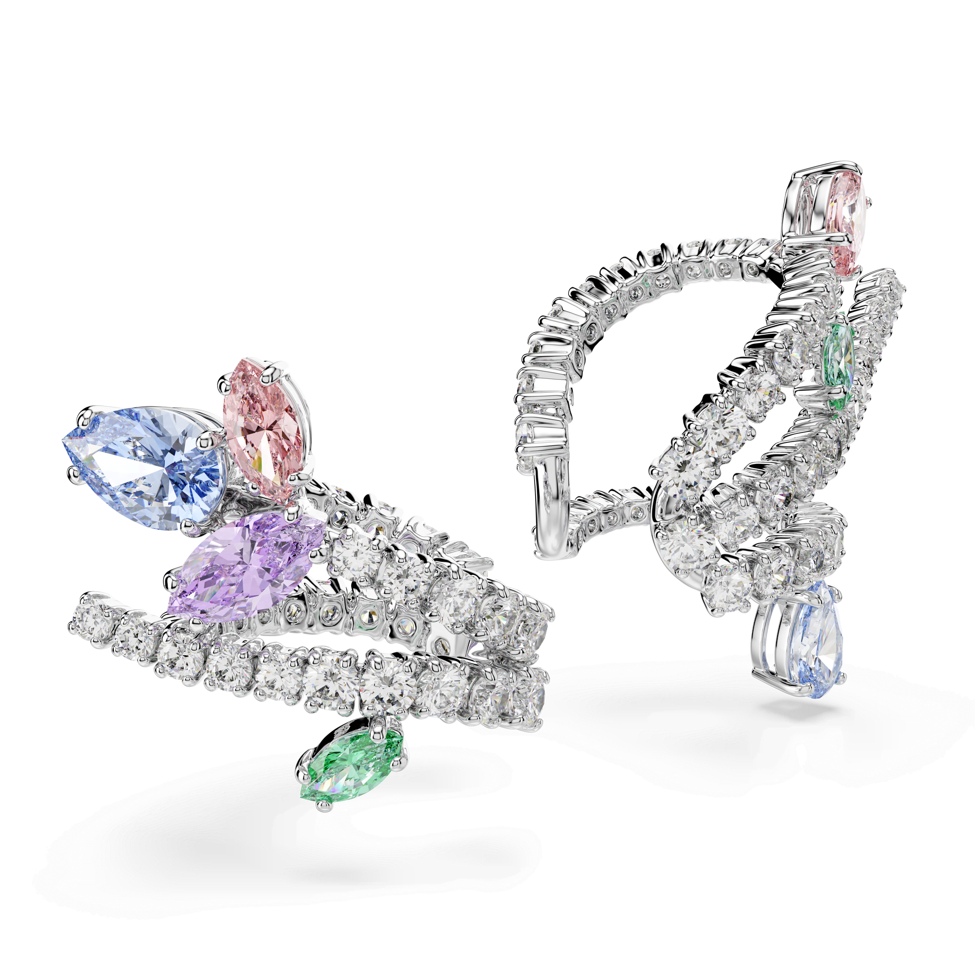 Ariana Grande x Swarovski ear cuffs, Mixed cuts, Multicolored, Rhodium plated
