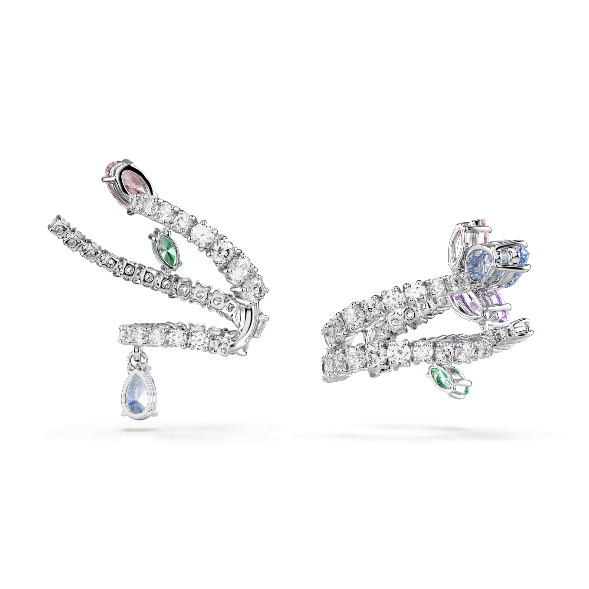 Ariana Grande x Swarovski ear cuffs, Mixed cuts, Multicolored, Rhodium plated