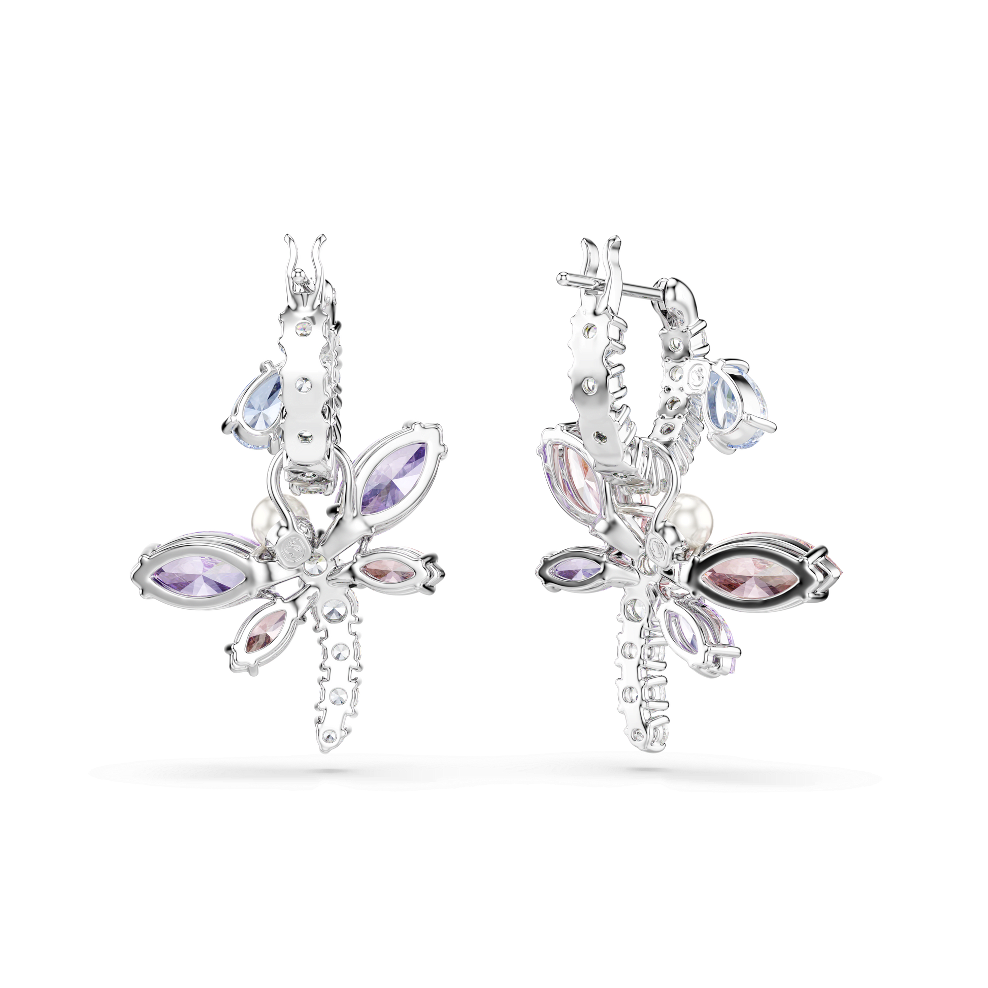 Ariana Grande x Swarovski drop earrings, Mixed cuts, Dragonfly, Multicolored, Rhodium plated