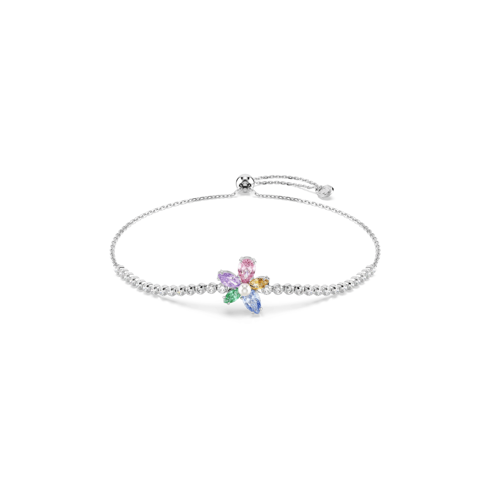 Ariana Grande x Swarovski bracelet, Mixed cuts, Flower, Multicolored, Rhodium plated
