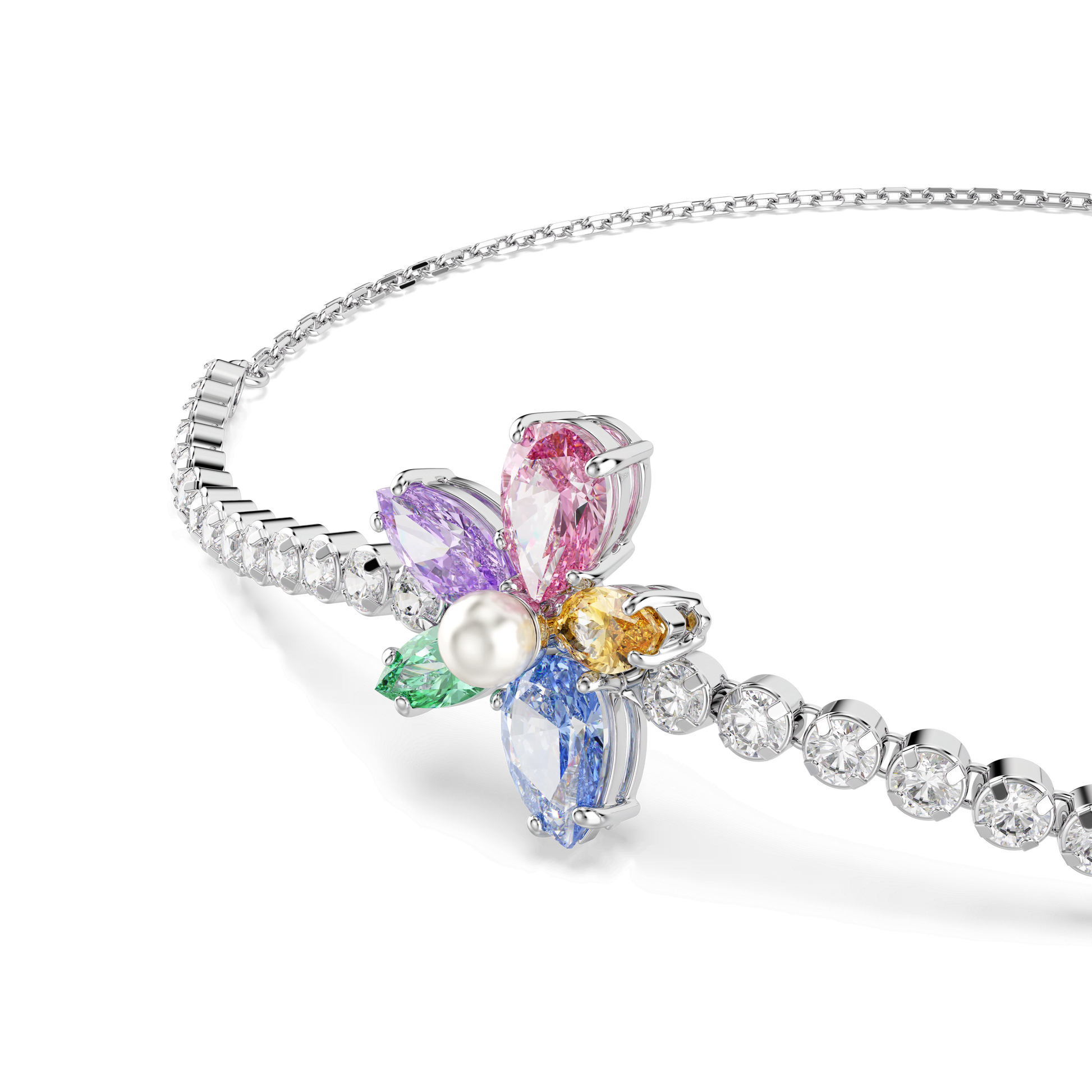 Ariana Grande x Swarovski bracelet, Mixed cuts, Flower, Multicolored, Rhodium plated