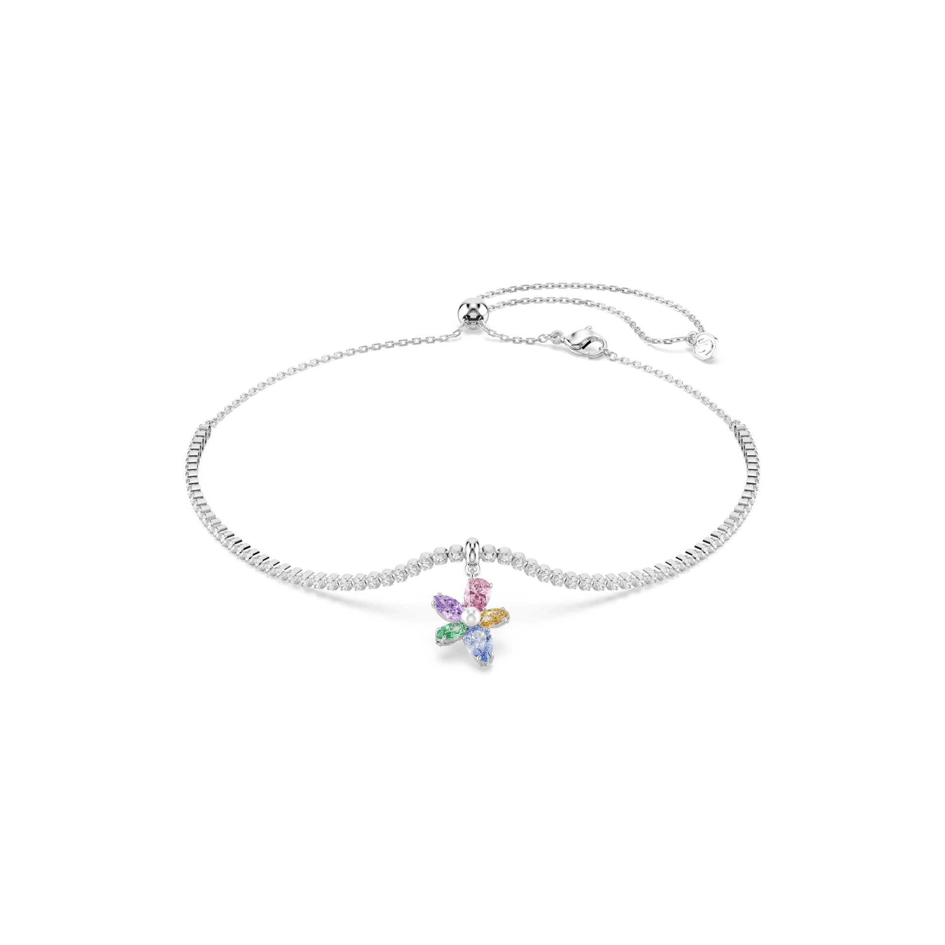 Ariana Grande x Swarovski choker, Mixed cuts, Flower, Multicolored, Rhodium plated