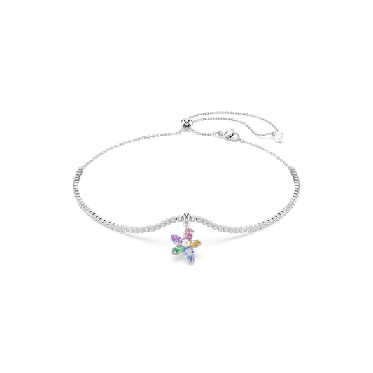 Ariana Grande x Swarovski choker, Mixed cuts, Flower, Multicolored, Rhodium plated