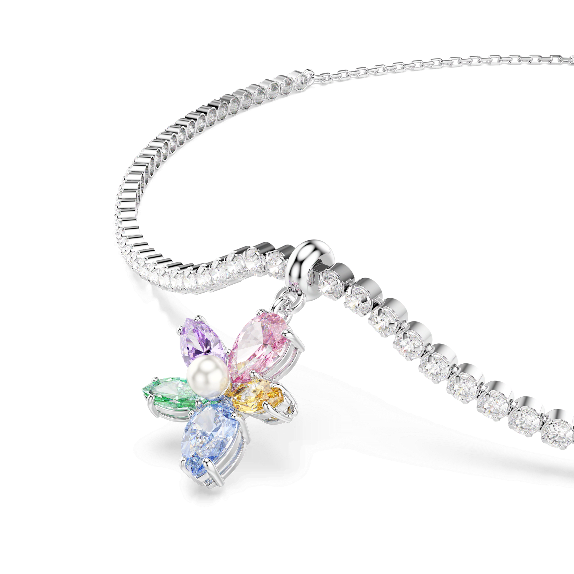Ariana Grande x Swarovski choker, Mixed cuts, Flower, Multicolored, Rhodium plated