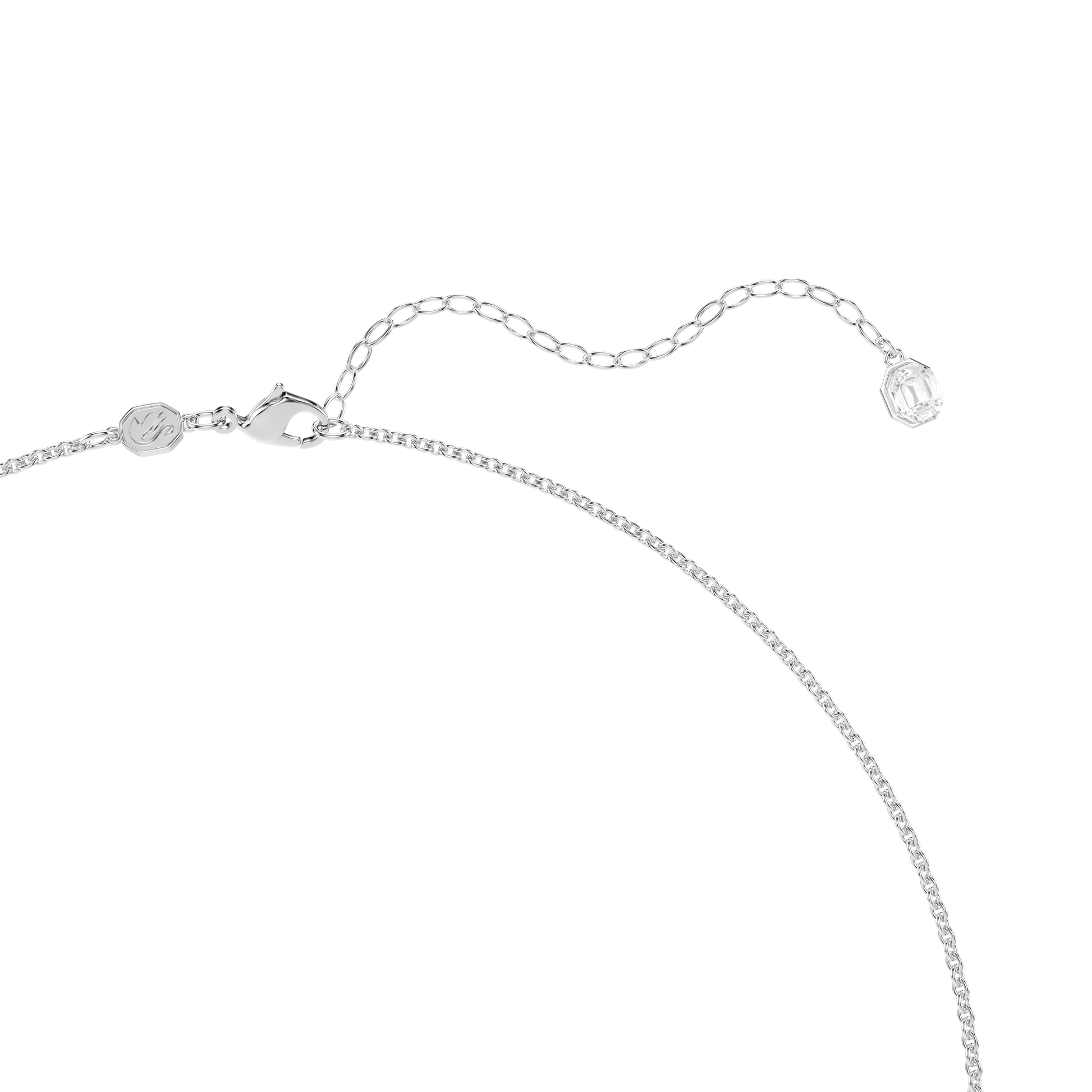 Vienna pendant and brooch, Mixed cuts, Feather, White, Rhodium plated