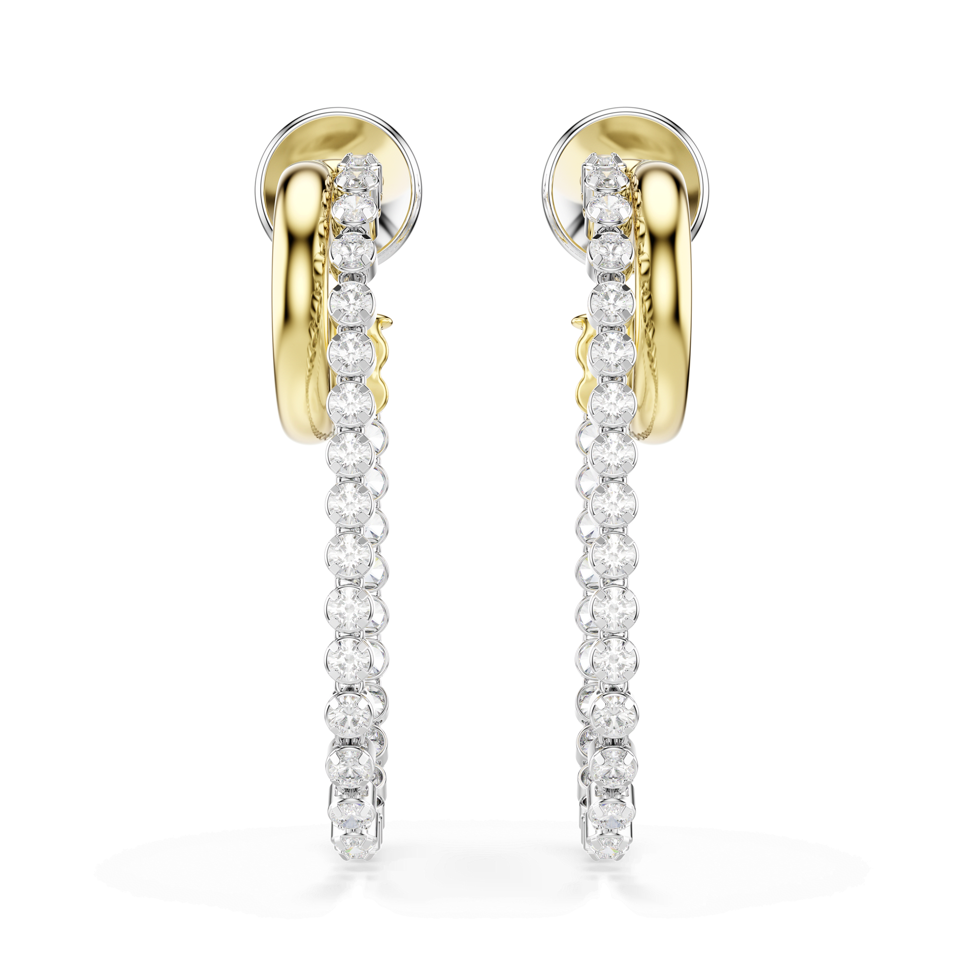 Hyperbola earrings, Round cut, White, Mixed metal finish