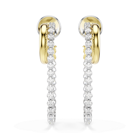Hyperbola earrings, Round cut, White, Mixed metal finish