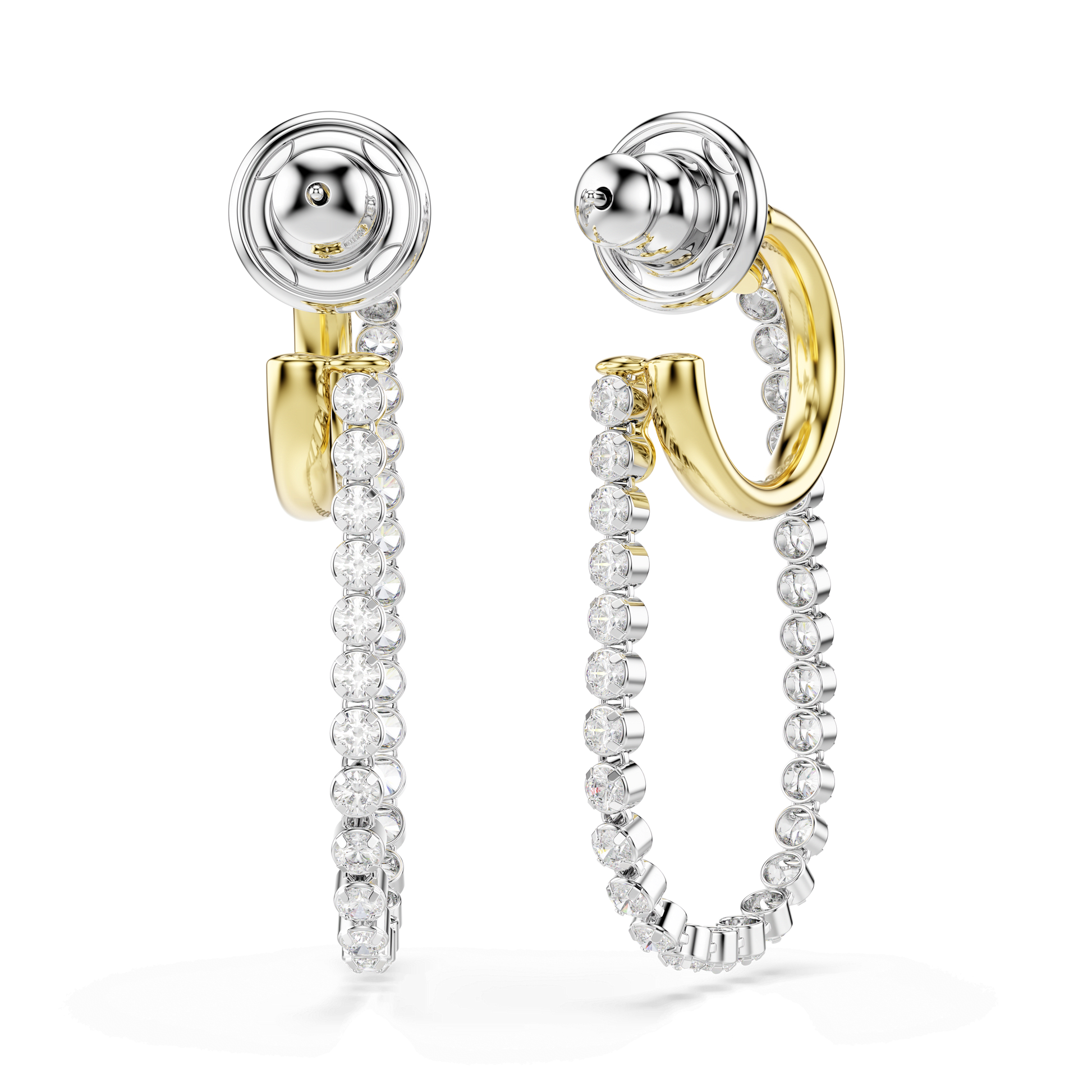 Hyperbola earrings, Round cut, White, Mixed metal finish