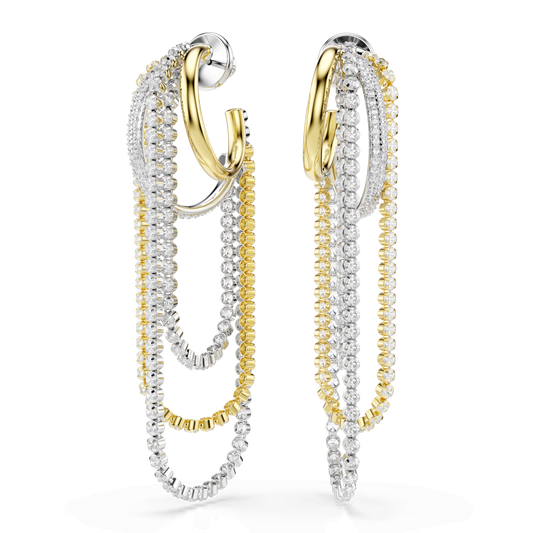 Hyperbola earrings, Layered, Round cut, White, Mixed metal finish