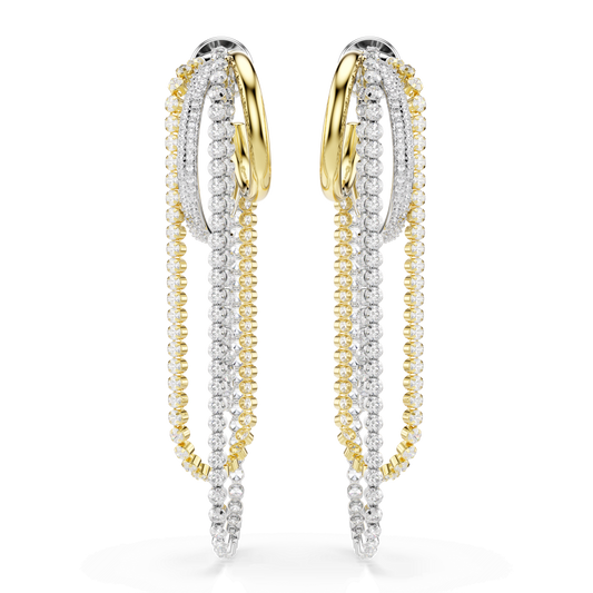 Hyperbola earrings, Layered, Round cut, White, Mixed metal finish