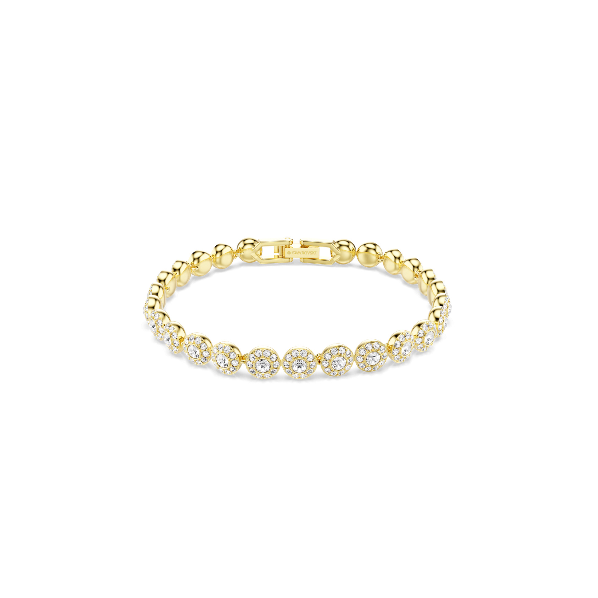 Una Angelic bracelet, Round cut, White, 18K gold finish