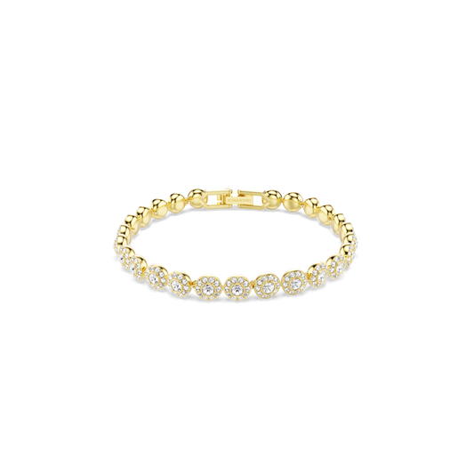 Una Angelic bracelet, Round cut, White, 18K gold finish