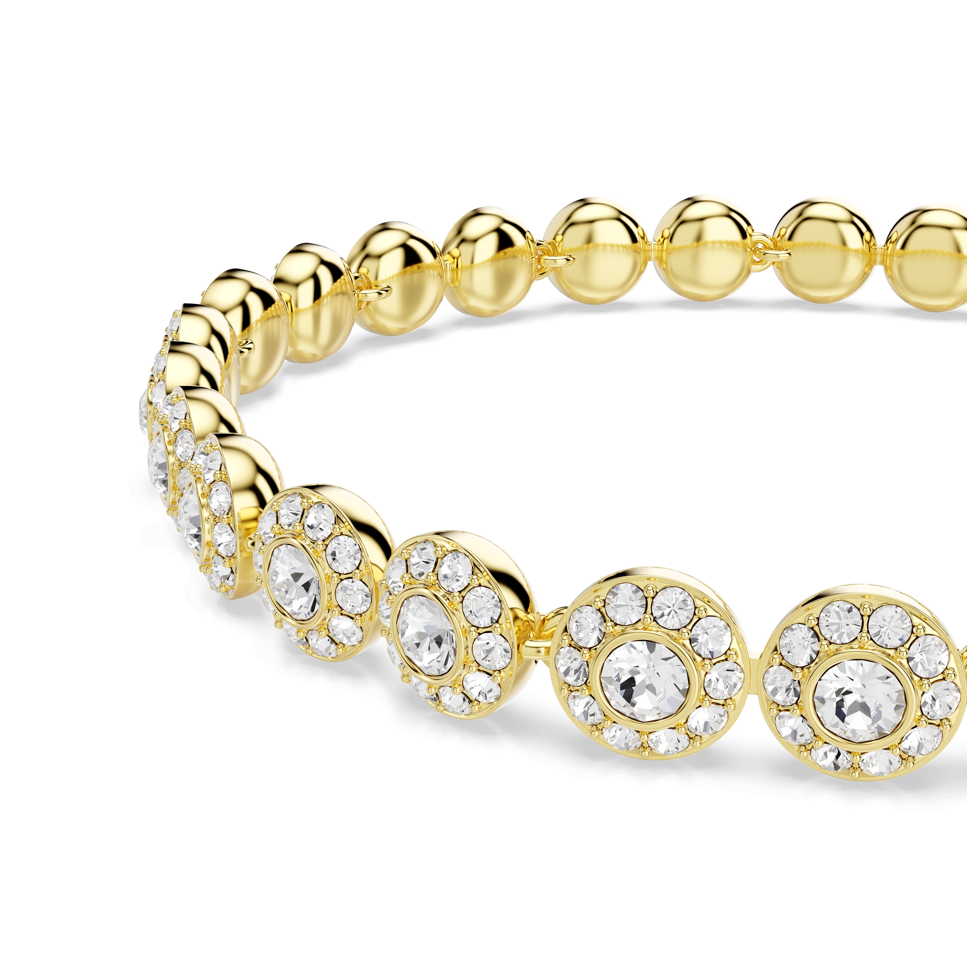 Una Angelic bracelet, Round cut, White, 18K gold finish