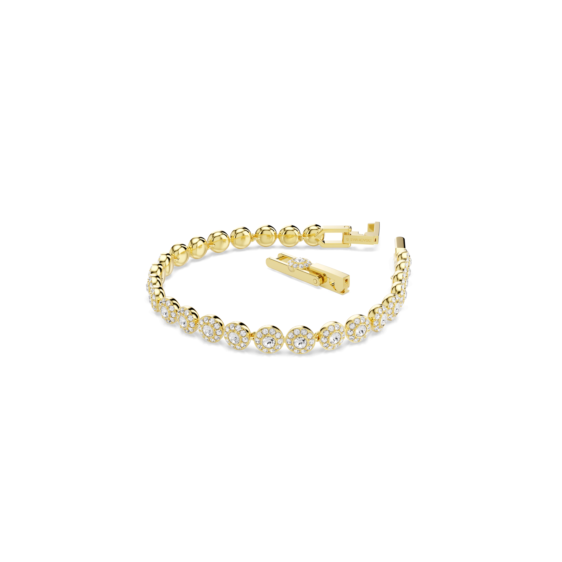 Una Angelic bracelet, Round cut, White, 18K gold finish