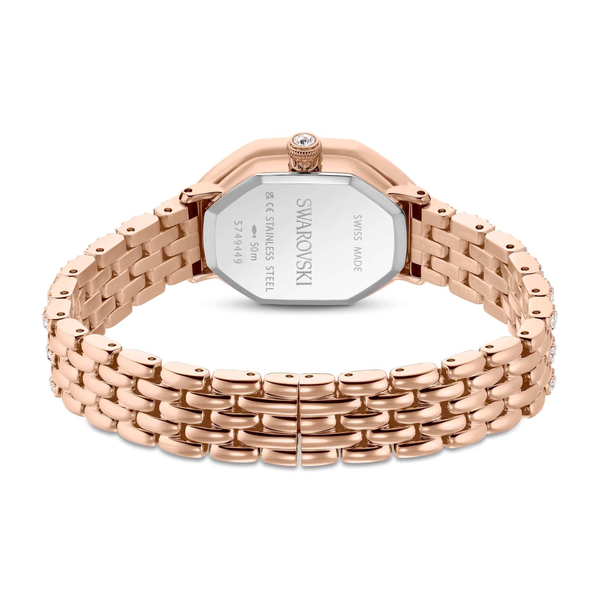 Dextera octagon watch, Swiss Made, Metal bracelet, Rose gold tone, Rose gold-tone finish