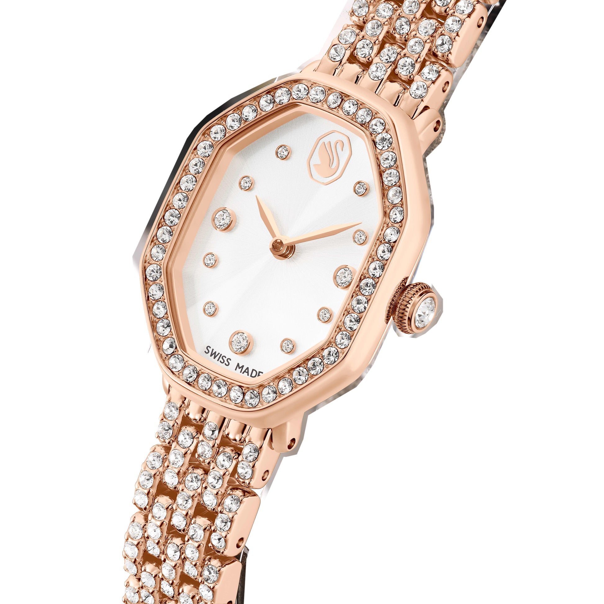 Dextera octagon watch, Swiss Made, Metal bracelet, Rose gold tone, Rose gold-tone finish