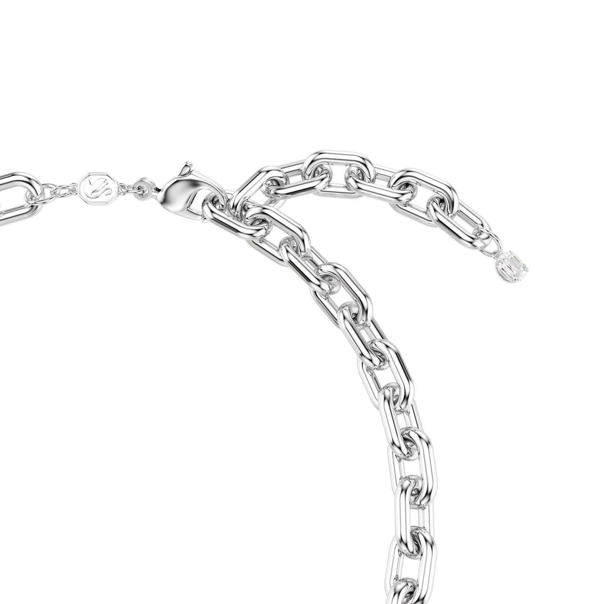 Idyllia necklace, Crystal pearl, Mixed cuts, White, Rhodium plated