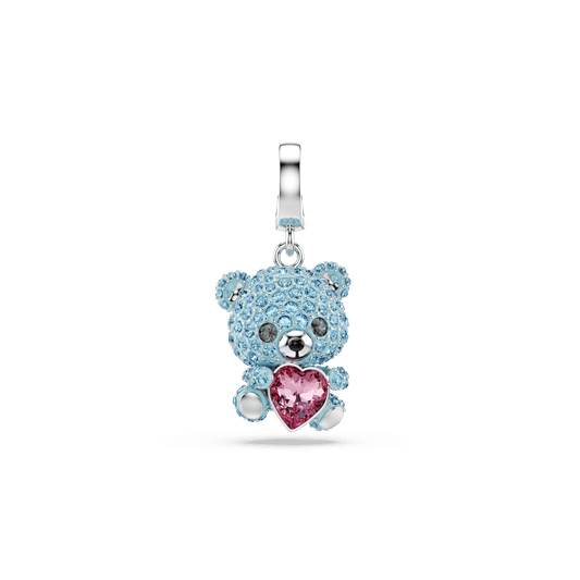 Idyllia charm, Mixed cuts, Teddy, Blue, Rhodium plated