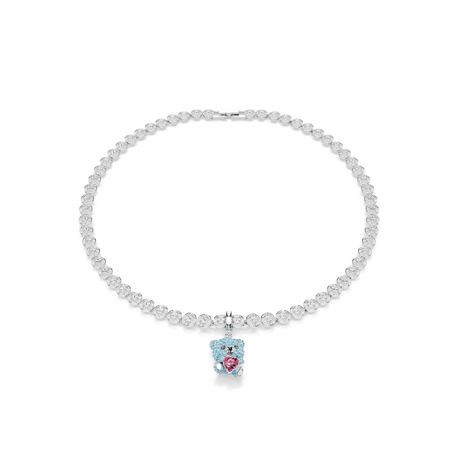 Idyllia charm, Mixed cuts, Teddy, Blue, Rhodium plated