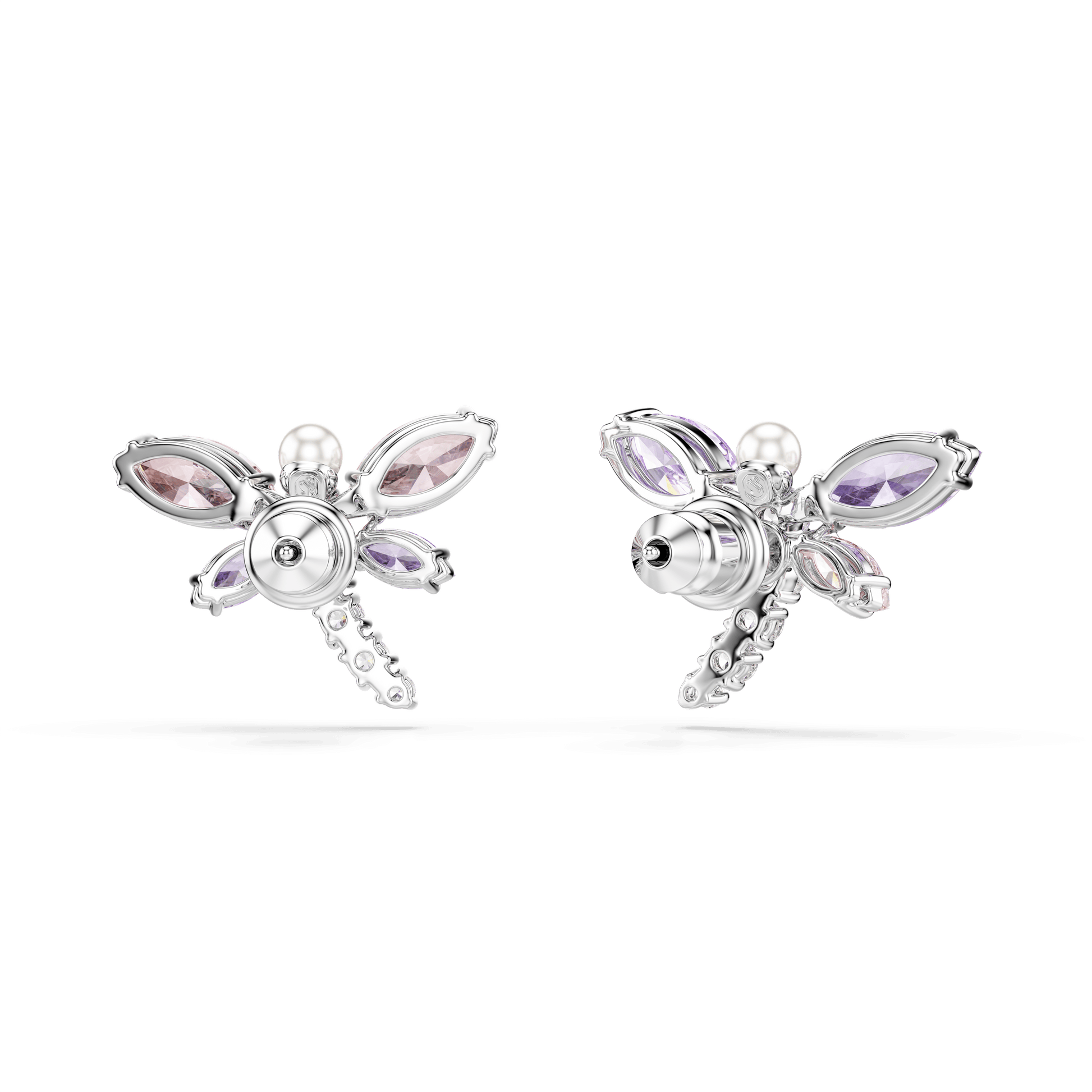 Ariana Grande x Swarovski stud earrings, Mixed cuts, Dragonfly, Multicolored, Rhodium plated