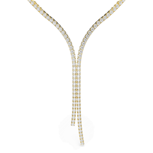Matrix Y necklace, Round cut, White, 18K gold finish