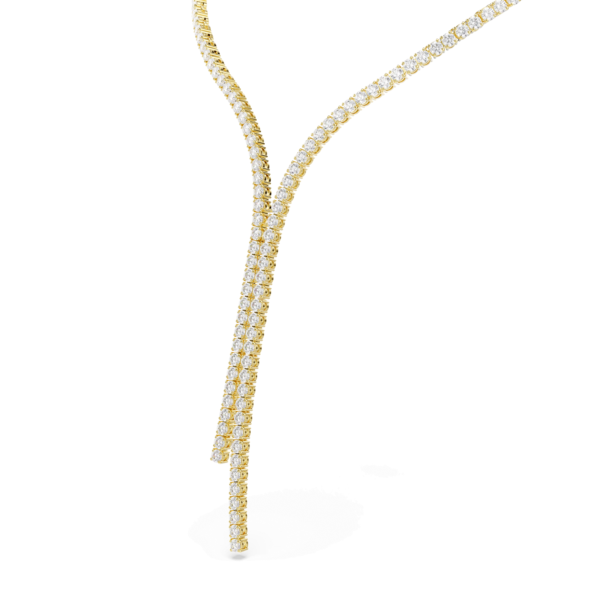 Matrix Y necklace, Round cut, White, 18K gold finish