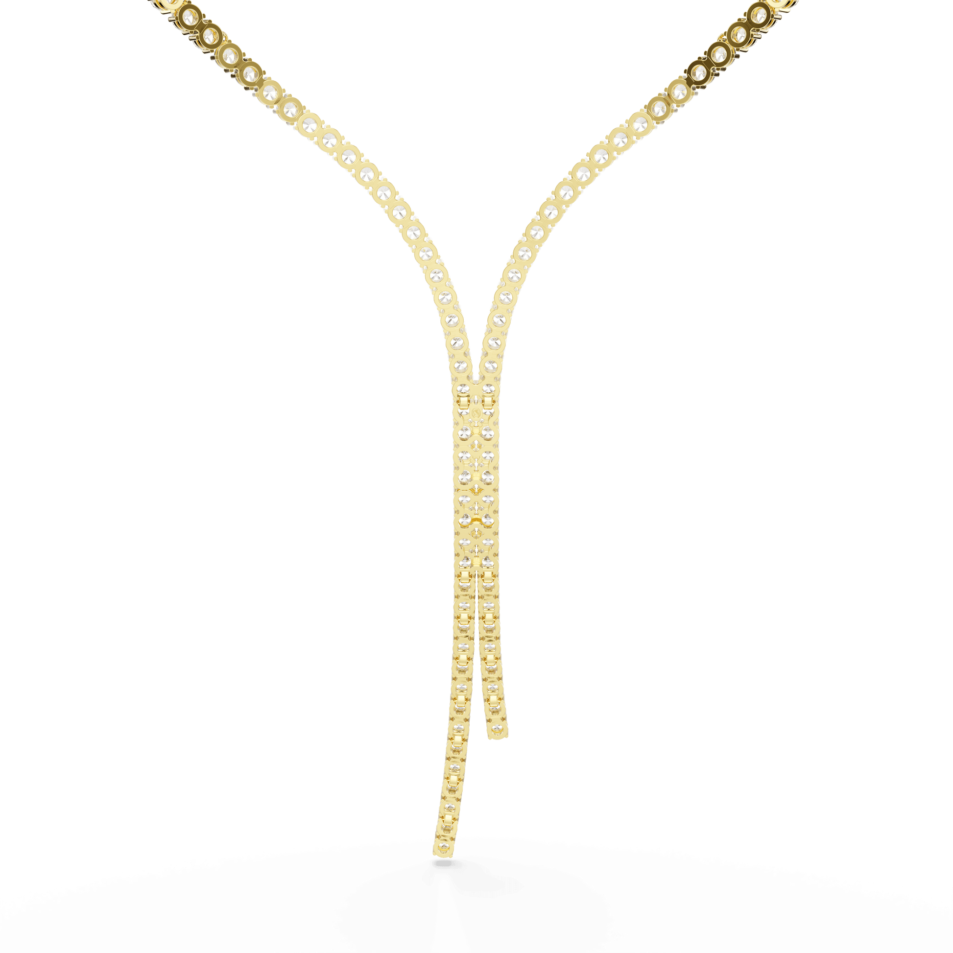Matrix Y necklace, Round cut, White, 18K gold finish