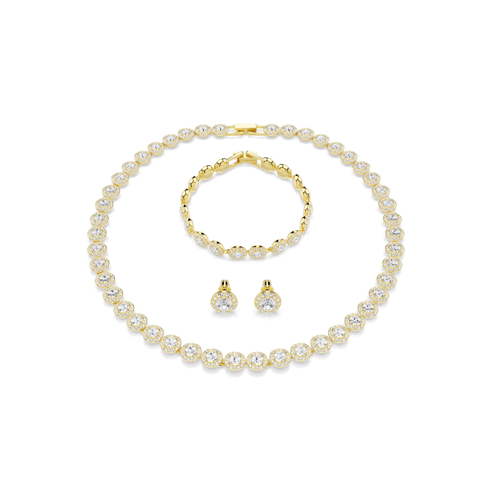 Una Angelic set, Set (3), Round cut, White, 18K gold finish