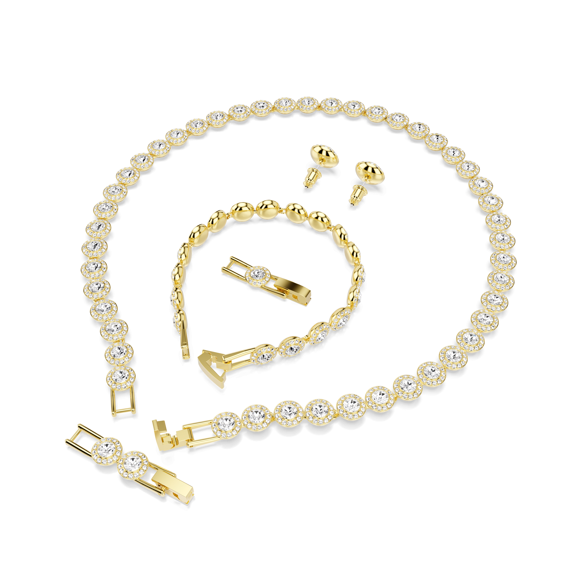 Una Angelic set, Set (3), Round cut, White, 18K gold finish