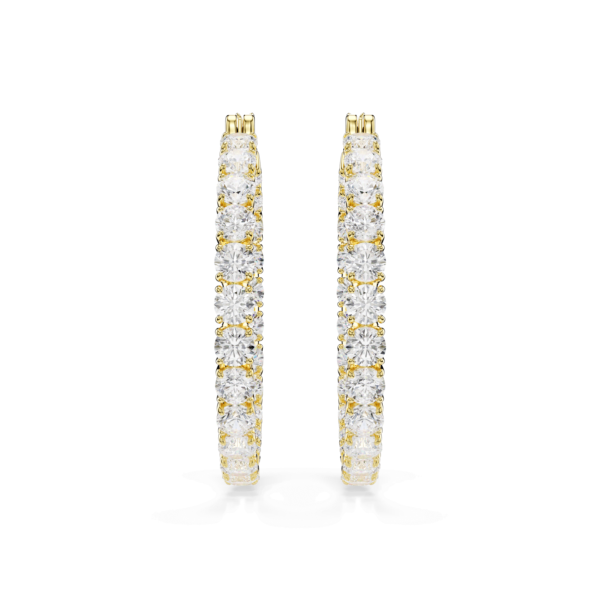Matrix hoop earrings, Round cut, White, 18K gold finish