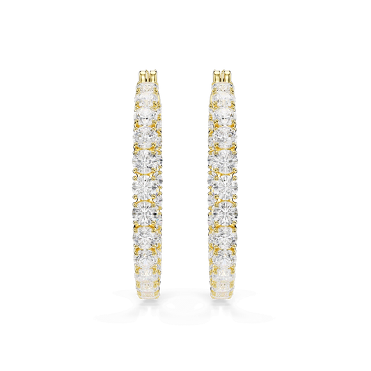 Matrix hoop earrings, Round cut, White, 18K gold finish