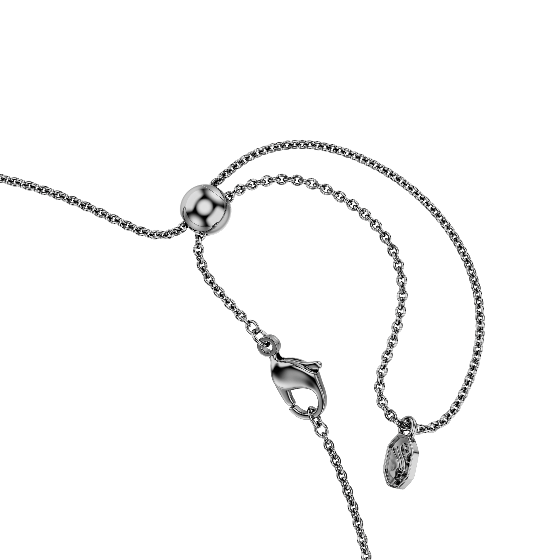 Matrix necklace, Gradient of round cuts, Multicolored, Ruthenium plated