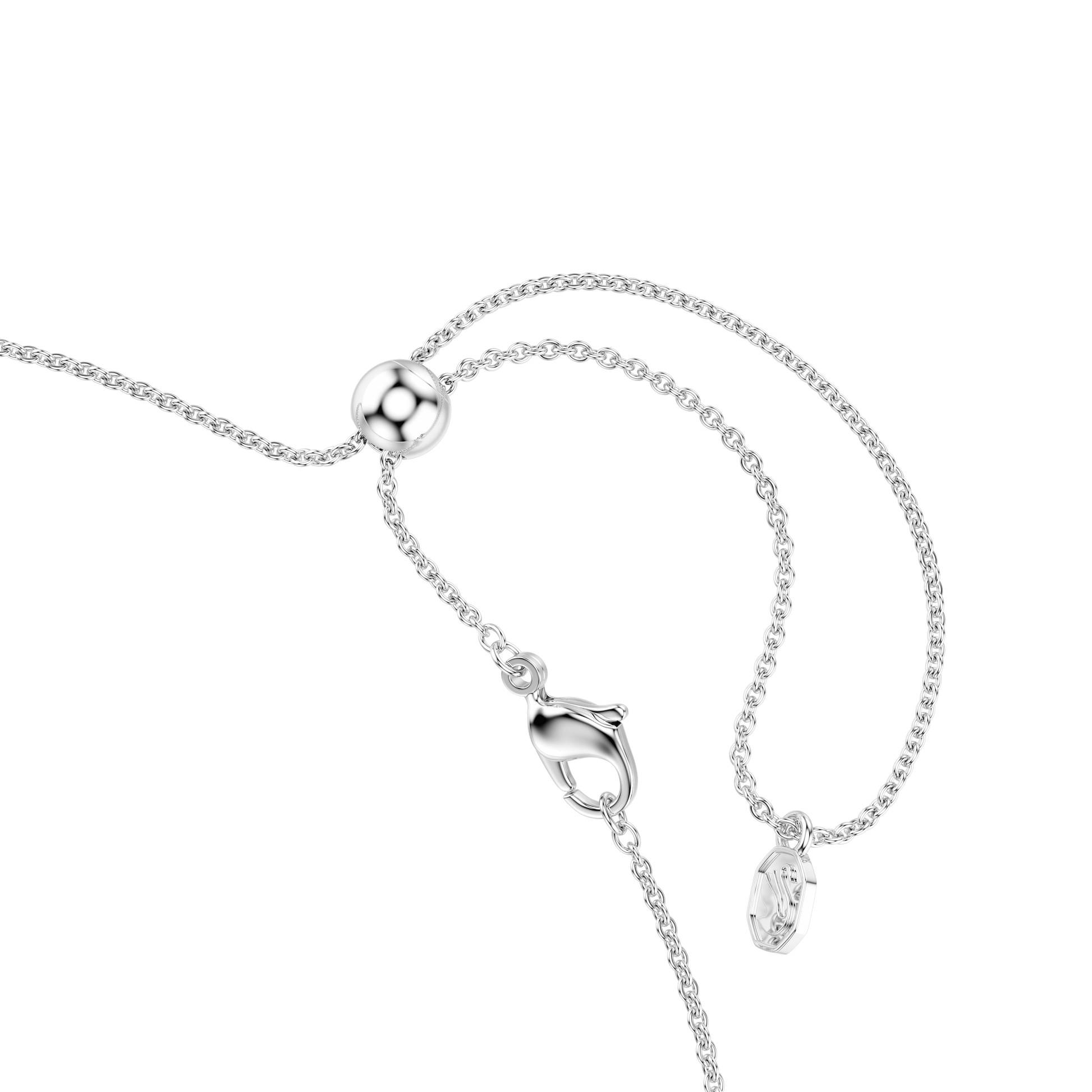 Matrix necklace, Gradient of round cuts, Multicolored, Rhodium plated