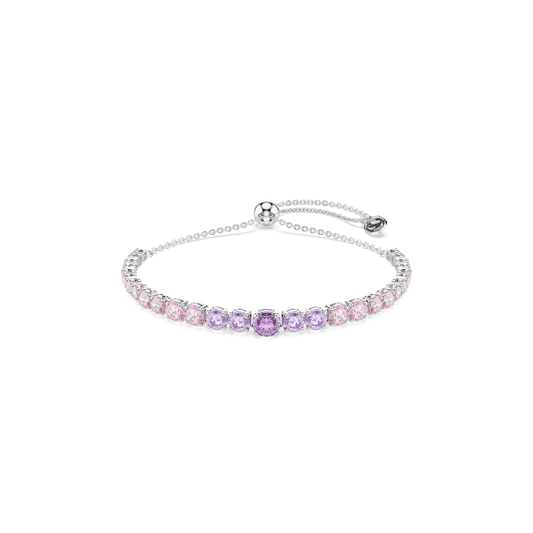 Matrix bracelet, Gradient of round cuts, Multicolored, Rhodium plated