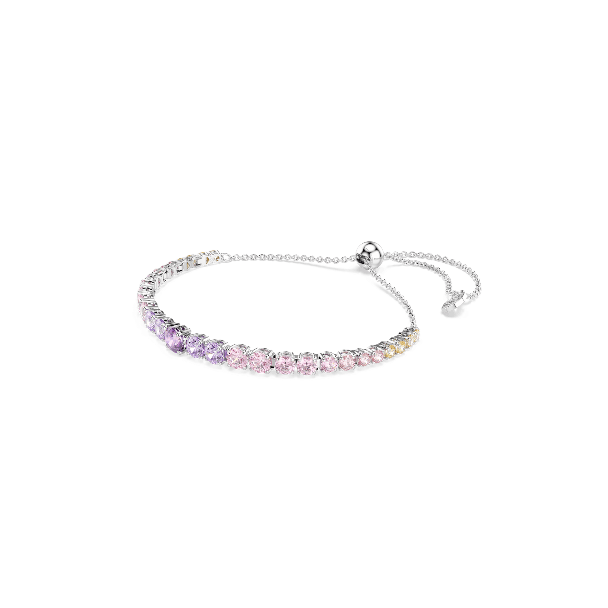 Matrix bracelet, Gradient of round cuts, Multicolored, Rhodium plated