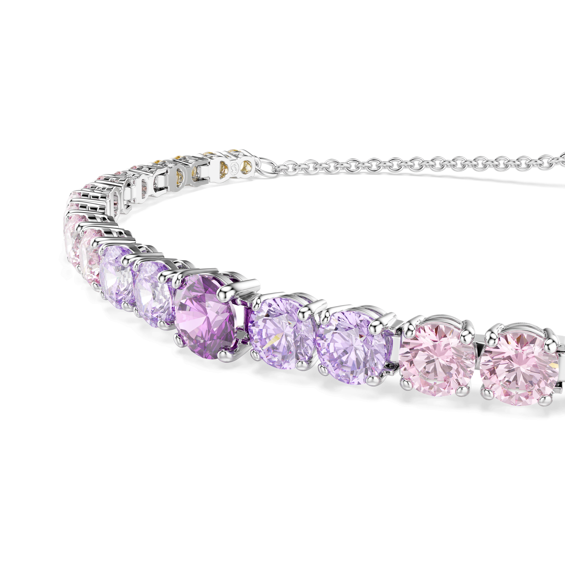 Matrix bracelet, Gradient of round cuts, Multicolored, Rhodium plated