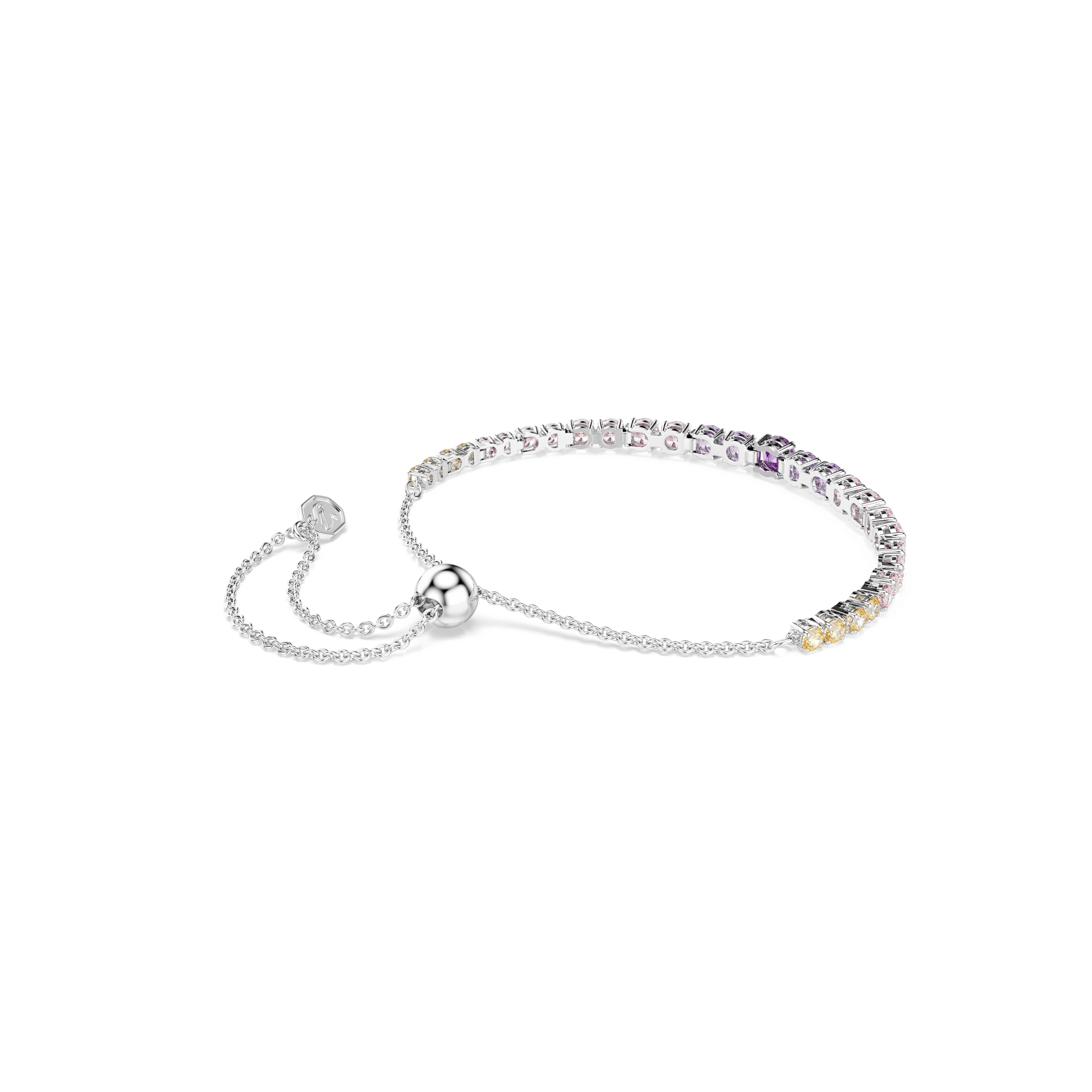 Matrix bracelet, Gradient of round cuts, Multicolored, Rhodium plated